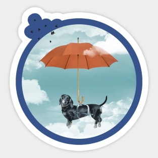 Dachshund Red Umbrella Sticker